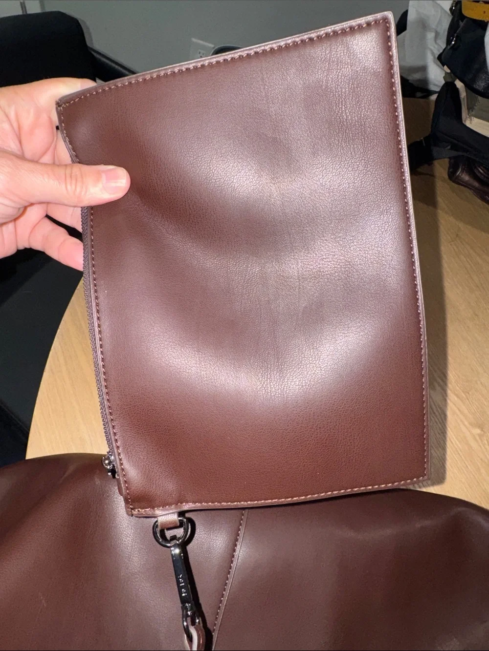 Women’s Large Brown hobo slouchy Tote Bag with Removable Pouch